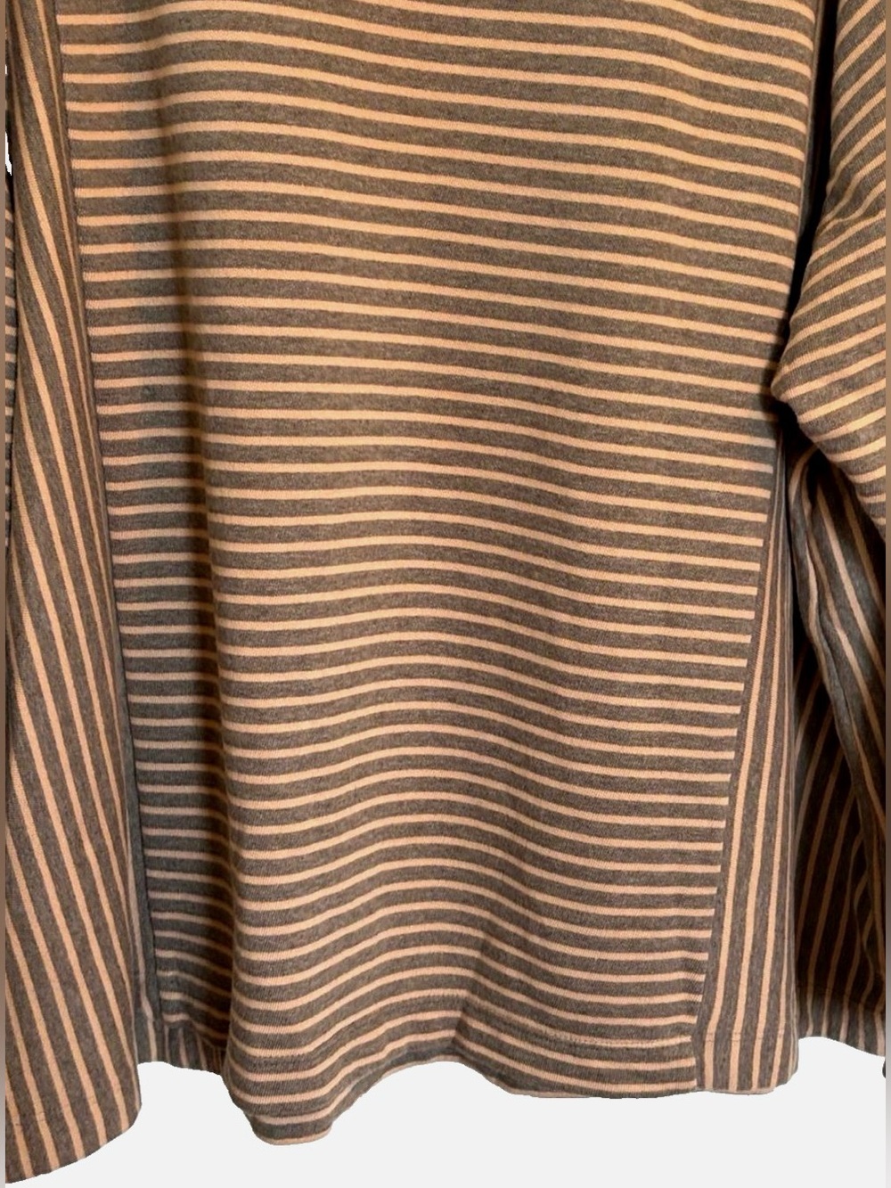 J. Jill NWT 3X Striped Mock Neck Knit Top Tan Gray Long Sleeve Plus French Terry - Picture 9 of 10